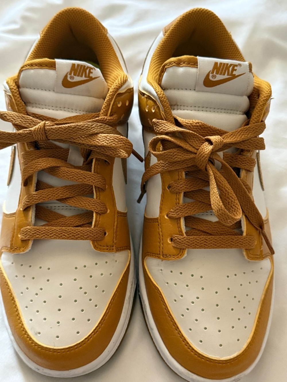 Nike White and Mustard Low-Top Sneakers